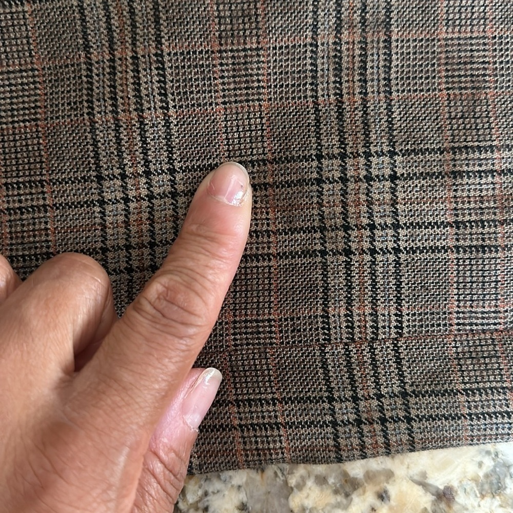 BCBG MAXAZRIA Plaid Wool Mahogany Elbow Patch Flap Pockets Blazer - Picture 9 of 10